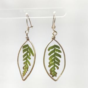 MEDIUM Oval Authentic Fern Leaf Earrings